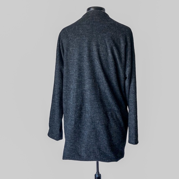 Just Female Long Open Front Wool Blend Cardigan Blazer Charcoal Gray - Picture 3 of 8